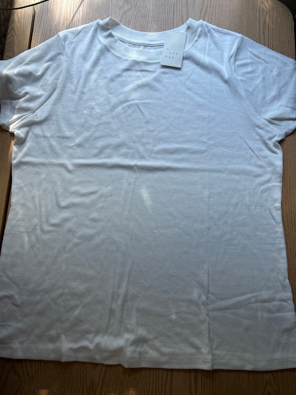New Women's A New Day Short Sleeve Ribbed T-shirt Top Stretchy white size 2X